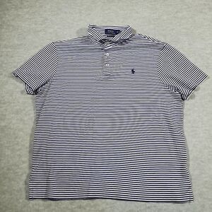 Polo Ralph Lauren Shirt Mens XL White Blue Striped Pima Cotton Performance